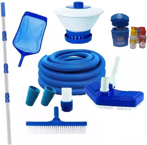 Kit Limpeza para Piscinas Fibra Vinil Alvenaria com Mangueira de 5m